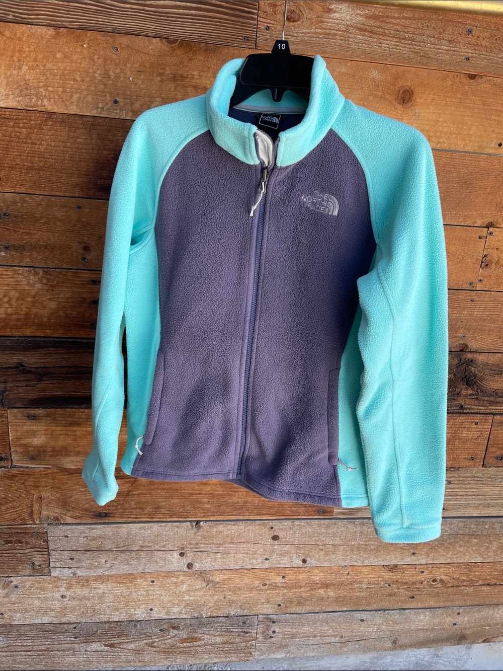 The North Face Aqua & Gray Full-Zip Fleece Jacket